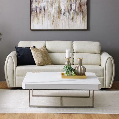 Jade 3-Seater Fabric Sofa - Cream - With 5-Year Warranty