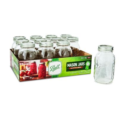 Mason Jar with Lids Regular Mouth Glass Jar, Great to preserve fresh Recipes, Set of 12, 32 Oz, Reusable Jars is BPA Free and Freezer safe. 