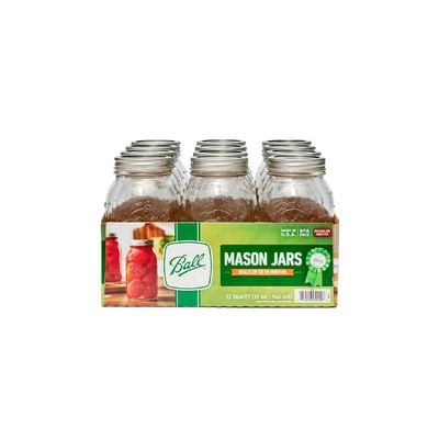 Mason Jar with Lids Regular Mouth Glass Jar, Great to preserve fresh Recipes, Set of 12, 32 Oz, Reusable Jars is BPA Free and Freezer safe. 