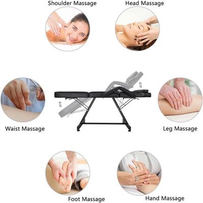 OOLBABY Folding Beauty Bed Beauty Salon Massage Examination Bed Tattoo Chair Micro Beauty Body Bed Beauty Ciliary Bed,Black