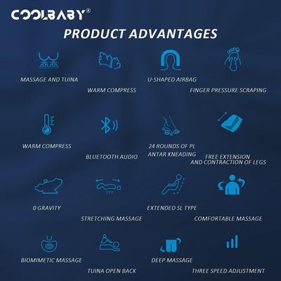 COOLBABY New Space Zero Gravity 8D Flexible Massage Head with Electric Massage Chair, HIFI Bluetooth Stereoscopic Speaker and Romantic Atmosphere Light Z9A