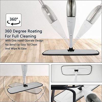 Microfiber Spray Mop for Floor Cleaning,Wet and Dry Floor Cleaner,360 Degree Spin Microfiber Dust Kitchen Mop with Washable Pads 360ML Water Tank Sprayer (UAE)