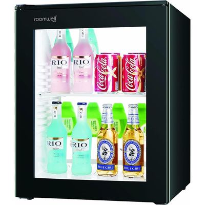 COOLBABY UK Compact Minibar Electric Mini Fridge - Glass Door Fridge For Hotel/Home/Kitchen & Office - Compact Refrigerator - 100% Silent - 40 Lt - Black