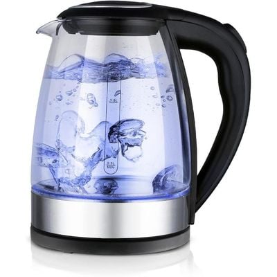 Electric Kettle, Glass Tea Kettle, BPA Free Hot Water Electric Kettle Warmer 2L with Fast Boil, Adida Tech Stainless Steel Boil Dry Protection Auto Shut-Off for Tea, Coffee Standard Silver