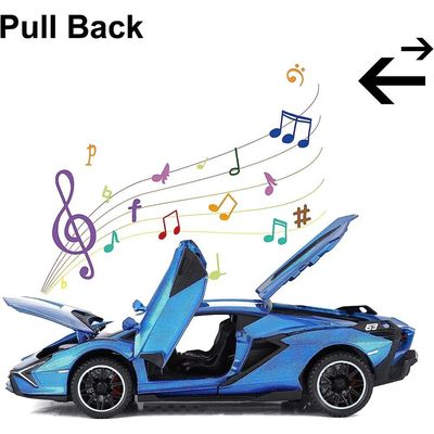 Toy Cars Lambo Sian FKP37 Metal Model Car with Light and Sound Pull Back Toy Car for Boys Age 3 + Year Old (blue)