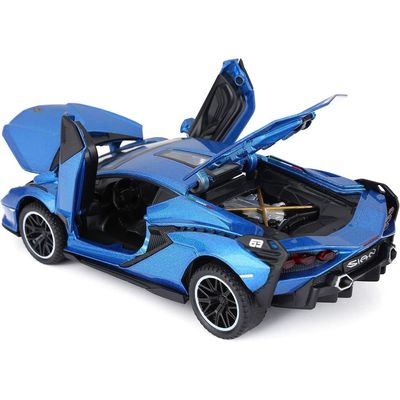 Toy Cars Lambo Sian FKP37 Metal Model Car with Light and Sound Pull Back Toy Car for Boys Age 3 + Year Old (blue)