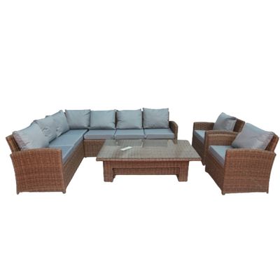 Rattan 7 Seater L Shape Sofa with Adjustable Table