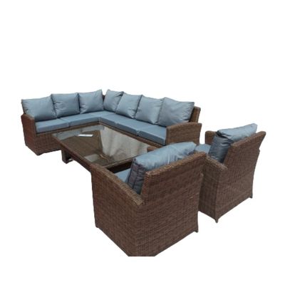 Rattan 7 Seater L Shape Sofa with Adjustable Table