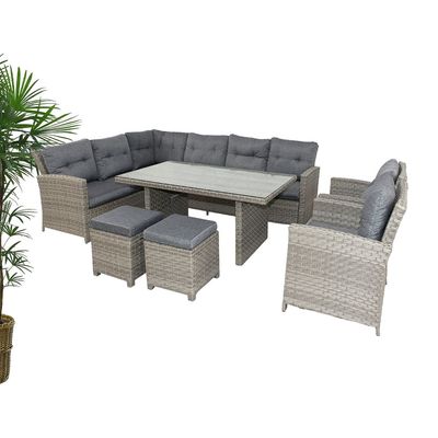 Rattan 9 Seater Patio Garden sofa set Gray