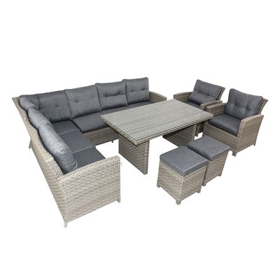 Rattan 9 Seater Patio Garden sofa set Gray