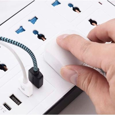 Universal Electrical Multi Extension Socket UK Plug Usb C Cable Electric Cord Strips 6 Outlets 3 Pin Socket 3 USB Ports and 1 Type C Port for Home, Kitchen, and Office - Black