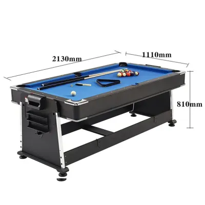 B STAR SPORTS PREMIUM QUALITY 7ft Blue Pool Table Billiard + Air Hockey + Tennis Table + Cover plan for table indoor gaming pool table.