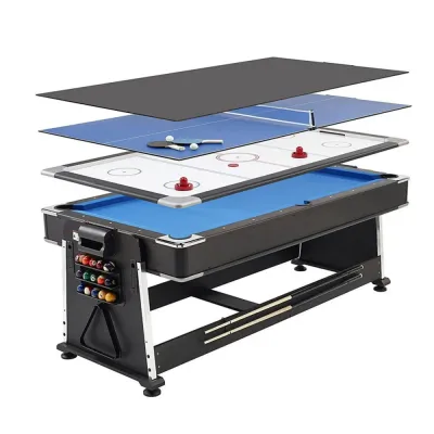 B STAR SPORTS PREMIUM QUALITY 7ft Blue Pool Table Billiard + Air Hockey + Tennis Table + Cover plan for table indoor gaming pool table.