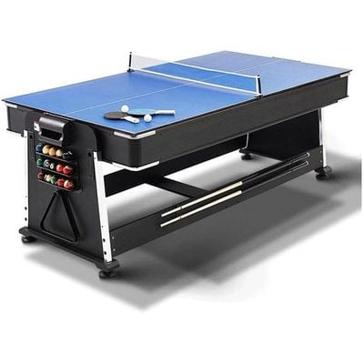 B STAR SPORTS PREMIUM QUALITY 7ft Blue Pool Table Billiard + Air Hockey + Tennis Table + Cover plan for table indoor gaming pool table.