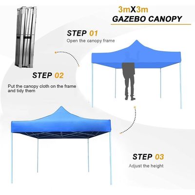 COOLBABY Gazebo 3x3 M Portable event Canopy Tent-Pop Up Instant Shelter Sun Protection Shade for Outdoor Camping Picnics Beach Garden Sports Party-Camping Tent (Blue)