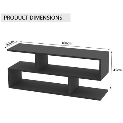 Mahmayi Modern TV Stand and Coffee Table with 2 Tier Storage Shelf, Monitor Stand for Home Office, Laptop, Printer, and TV Screen - Dark Grey