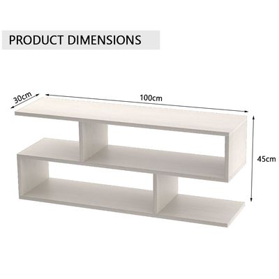 Mahmayi Modern TV Stand and Coffee Table with 2 Tier Storage Shelf, Monitor Stand for Home Office, Laptop, Printer, and TV Screen - Ivory Cherry