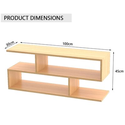 Mahmayi Modern TV Stand and Coffee Table with 2 Tier Storage Shelf, Monitor Stand for Home Office, Laptop, Printer, and TV Screen - Universal Beech