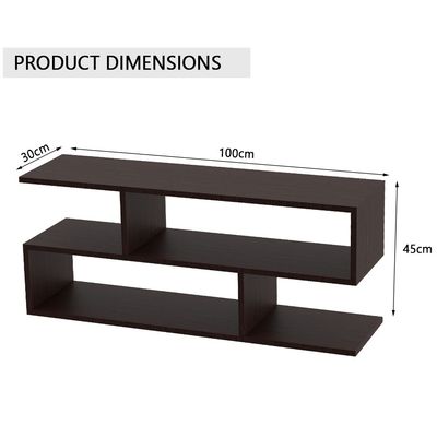 Mahmayi Modern TV Stand and Coffee Table with 2 Tier Storage Shelf, Monitor Stand for Home Office, Laptop, Printer, and TV Screen - Wenge