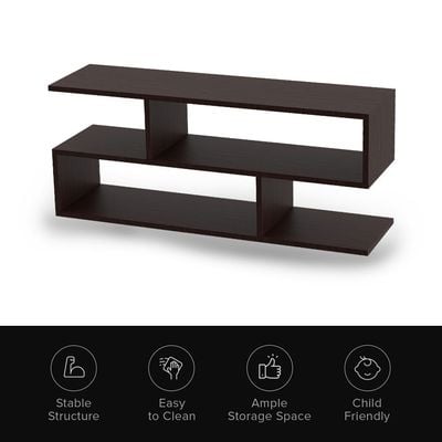 Mahmayi Modern TV Stand and Coffee Table with 2 Tier Storage Shelf, Monitor Stand for Home Office, Laptop, Printer, and TV Screen - Wenge