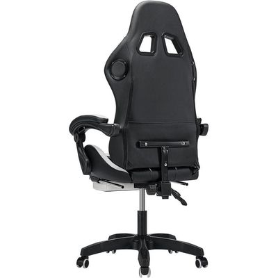  RGB Gaming Chair with Speakers Massage Computer Gaming Chair with LED Lights and Footrest High Back Video Game Chair for Adults White and Black