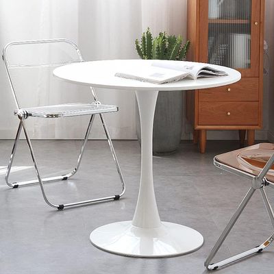  Round Modern Style Solid Wood Dining Table Dining Furniture with Tulip Base, Small Table for Office Small Coffee Table for 2, White, 23.6" W