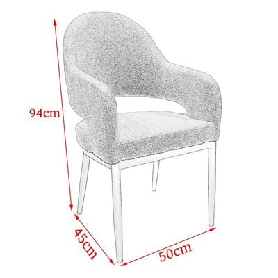 Maple Home Dining Chair Boucle Fabric Open-Backrest Rounded Armrest Black Metal Legs Lamb Wool Padded Seat Living Kitchen Office Restaurants Furniture