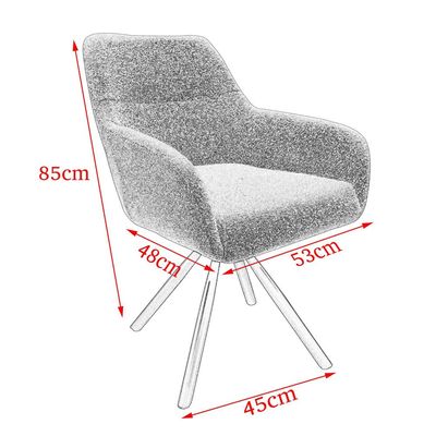 Maple Home Dining Chair Boucle Fabric 360°Swivel Rotating Lamb Wool Curved Backrest Armrest Black Metal Legs Living Kitchen Office Restaurants Furniture