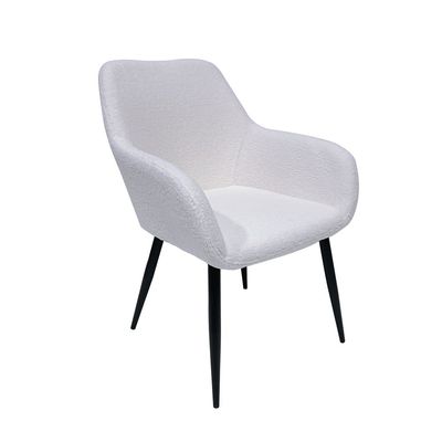 Maple Home Dining Chair Boucle Fabric Lamb Wool Curved Backrest Armrest Black Metal Legs Living Kitchen Office Restaurants Furniture
