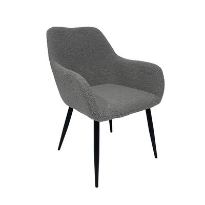 Maple Home Dining Chair Boucle Fabric Lamb Wool Curved Backrest Armrest Black Metal Legs Living Kitchen Office Restaurants Furniture