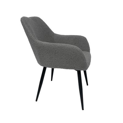 Maple Home Dining Chair Boucle Fabric Lamb Wool Curved Backrest Armrest Black Metal Legs Living Kitchen Office Restaurants Furniture