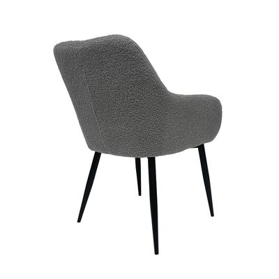 Maple Home Dining Chair Boucle Fabric Lamb Wool Curved Backrest Armrest Black Metal Legs Living Kitchen Office Restaurants Furniture