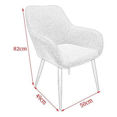 Maple Home Dining Chair Boucle Fabric Lamb Wool Curved Backrest Armrest Black Metal Legs Living Kitchen Office Restaurants Furniture