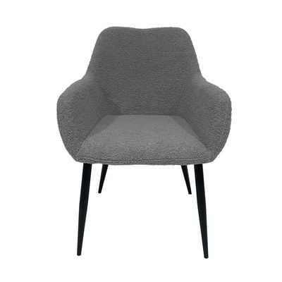 Maple Home Dining Chair Boucle Fabric Lamb Wool Curved Backrest Armrest Black Metal Legs Living Kitchen Office Restaurants Furniture