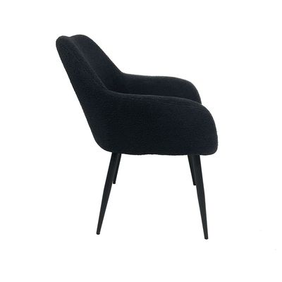 Maple Home Dining Chair Boucle Fabric Lamb Wool Curved Backrest Armrest Black Metal Legs Living Kitchen Office Restaurants Furniture