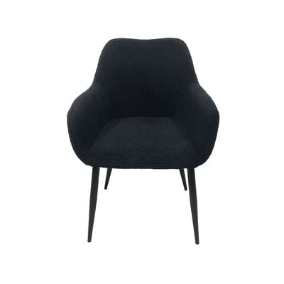 Maple Home Dining Chair Boucle Fabric Lamb Wool Curved Backrest Armrest Black Metal Legs Living Kitchen Office Restaurants Furniture