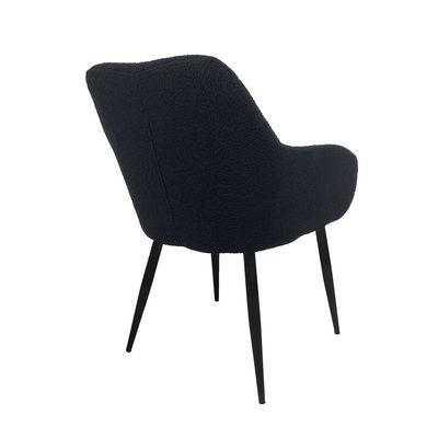 Maple Home Dining Chair Boucle Fabric Lamb Wool Curved Backrest Armrest Black Metal Legs Living Kitchen Office Restaurants Furniture