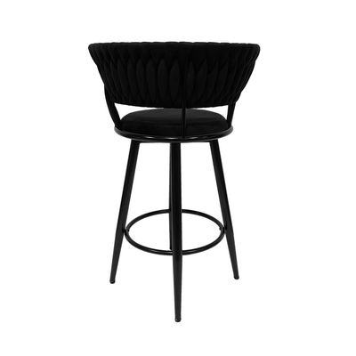 Maple Home High Bar Chair Velvet 360° Rotating Armless Hollow Backrest Metal Legs Footrest Counter Restaurant Pub Living Furniture