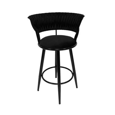 Maple Home High Bar Chair Velvet 360° Rotating Armless Hollow Backrest Metal Legs Footrest Counter Restaurant Pub Living Furniture