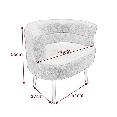 Maple Home Sofa Chair Boucle Fabric Arm Chair Cozy Curved Backrest Accent Black Metal Legs Lounge Living Room Bedroom Office Saloon Furniture