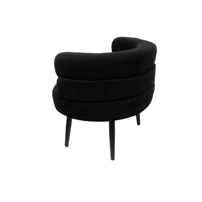 Maple Home Sofa Chair Boucle Fabric Arm Chair Cozy Curved Backrest Accent Black Metal Legs Lounge Living Room Bedroom Office Saloon Furniture