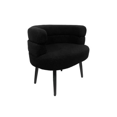 Maple Home Sofa Chair Boucle Fabric Arm Chair Cozy Curved Backrest Accent Black Metal Legs Lounge Living Room Bedroom Office Saloon Furniture