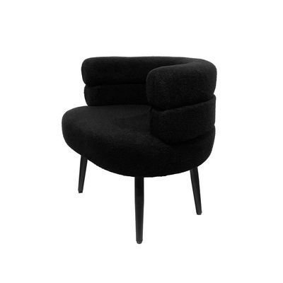 Maple Home Sofa Chair Boucle Fabric Arm Chair Cozy Curved Backrest Accent Black Metal Legs Lounge Living Room Bedroom Office Saloon Furniture