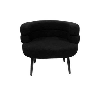 Maple Home Sofa Chair Boucle Fabric Arm Chair Cozy Curved Backrest Accent Black Metal Legs Lounge Living Room Bedroom Office Saloon Furniture