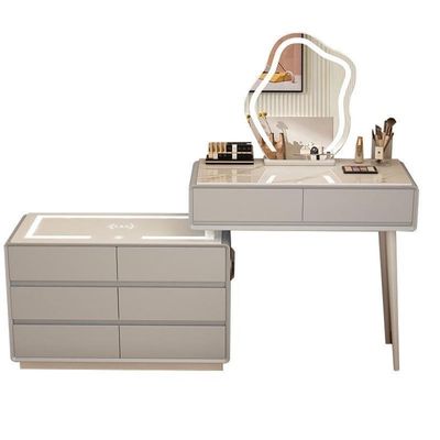 Smart Vanity Table - Dressing Table With LED Mirror and Chair - 120cm plus 80cm Adjustable - Grey