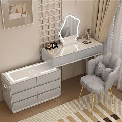 Smart Vanity Table - Dressing Table With LED Mirror and Chair - 120cm plus 80cm Adjustable - Grey