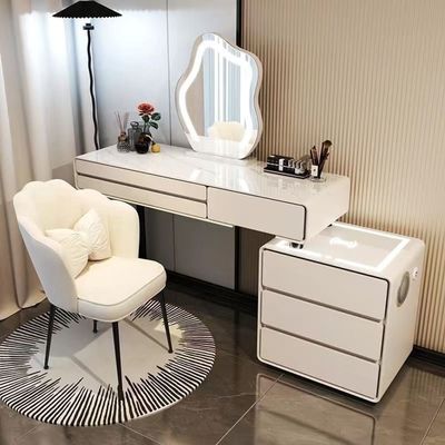 Smart Vanity Table - Dressing Table With LED Mirror and Chair - 120cm - Wireless Charger -Blutooth Speaker - White