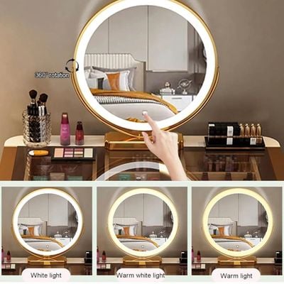 Smart Dressing Table - LuxTech Vanity: LED Mirror Dresser with Wireless Charger & Bluetooth Speaker - Dresser 120cm -White