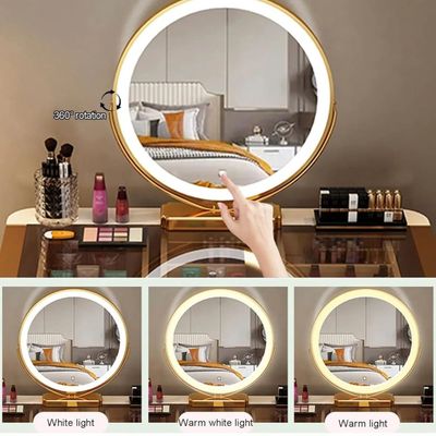 Smart Dressing Table - LuxTech Vanity: LED Mirror Dresser with Wireless Charger & Bluetooth Speaker - Dresser 120cm - Grey