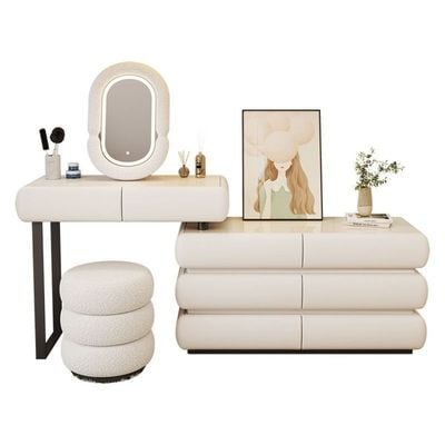 Modern Vanity Table -White Swan - Dressing Table Solid Wood Marble Top -140CM -White